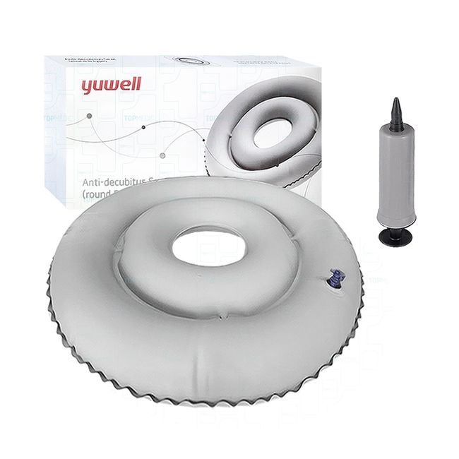 YUWELL - Cojín Ortopédico Picarón Antiescaras Inflable Hasta 100Kg Gris