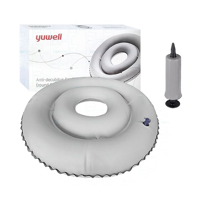 YUWELL - Cojín Ortopédico Picarón Antiescaras Inflable Hasta 100Kg Gris