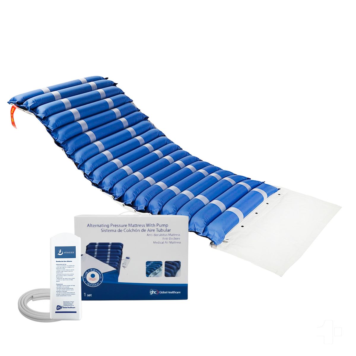 TOPMEDIC - Colchón Antiescaras Tubular con Motor + Cobertor Impermeable 160 kilos