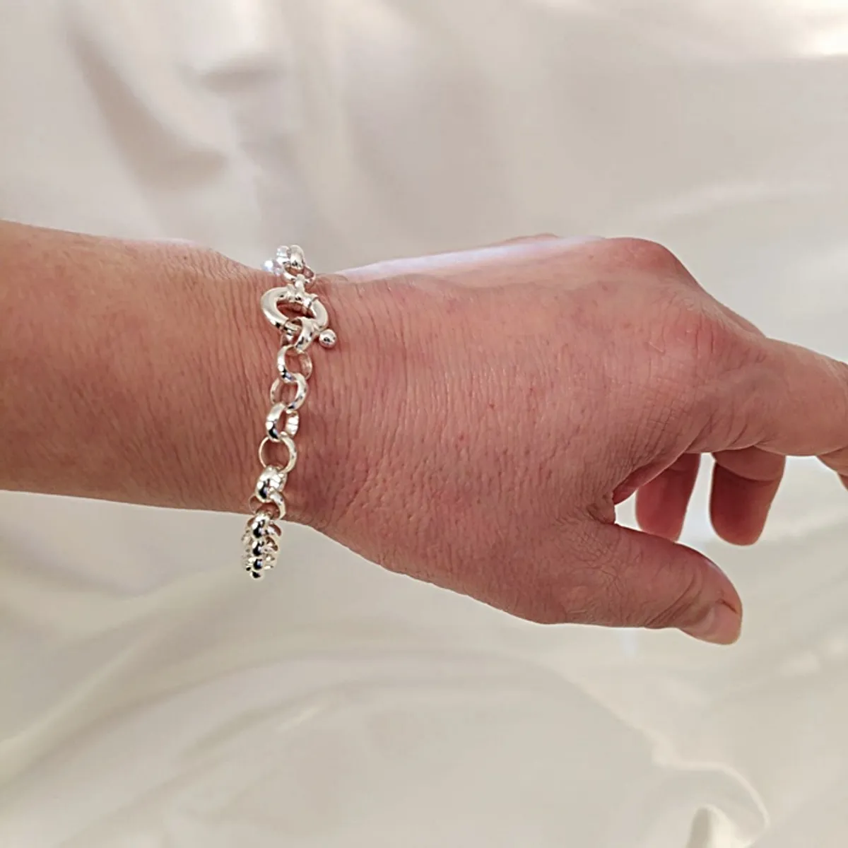 JOYAS MYTOKE - Pulsera Rolo Broche Timon Plata 925 Mujer Elegante