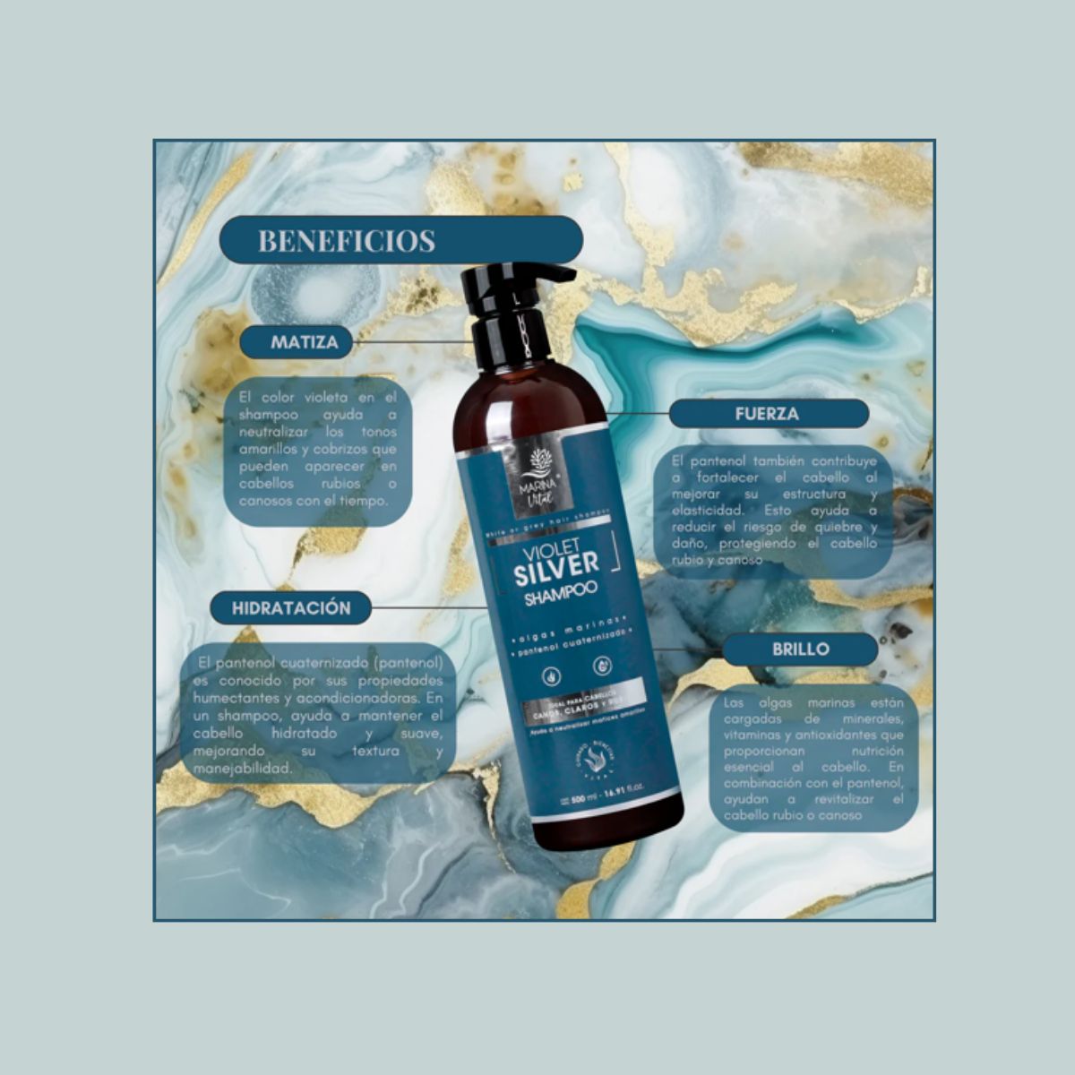 MARINA VITAL - Shampoo Silver con Algas Marinas