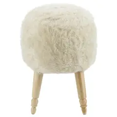 GENERICO - Pouf Bird Diseño Crudo Piel Sintética 35x35x45 cm Máxima Design.