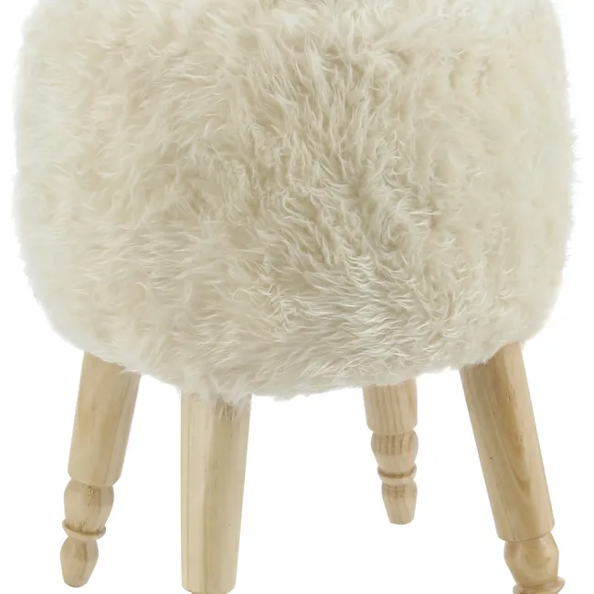 GENERICO - Pouf Bird Diseño Crudo Piel Sintética  35x35x45 cm Máxima Design.