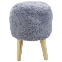 Pouf Bird Gris Piel Sintética 35x35x45 cm Máxima Design