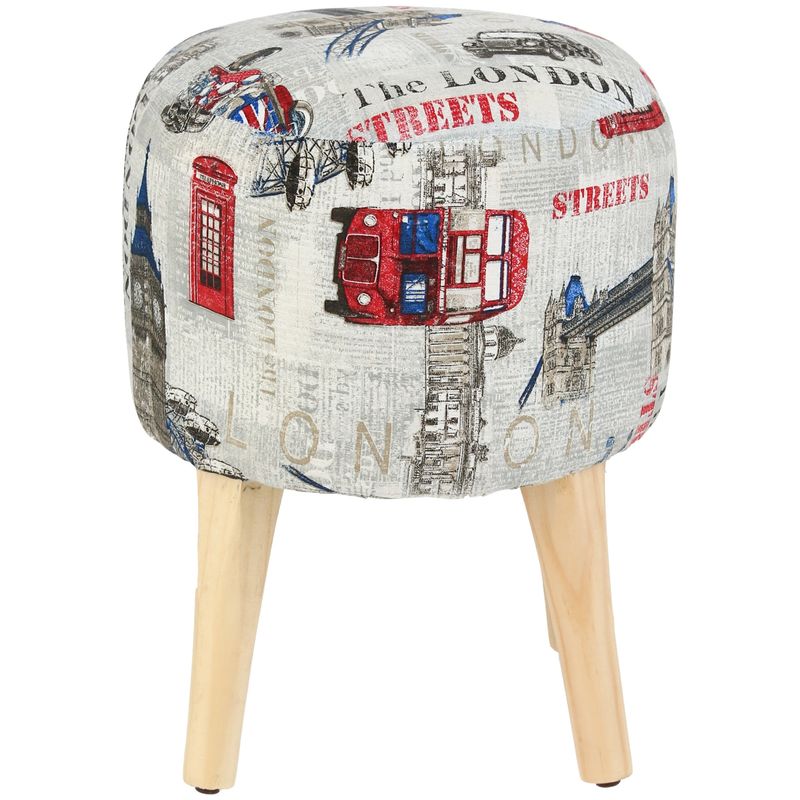 GENERICO - Pouf Bird Londres Estampado 35x35x45 cm Máxima Design