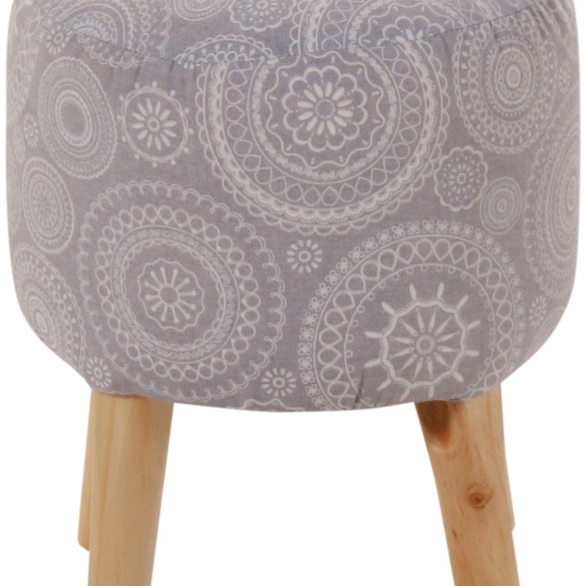 GENERICO - Pouf Bird Mándala Gris Estampado 35x35x45 cm Máxima Design