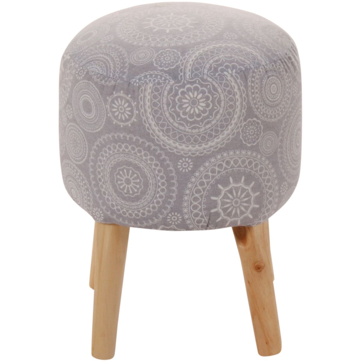 GENERICO - Pouf Bird Mándala Gris Estampado 35x35x45 cm Máxima Design