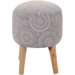 GENERICO - Pouf Bird Mándala Gris Estampado 35x35x45 cm Máxima Design