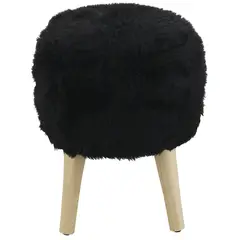 GENERICO - Pouf Bird Negro Piel Sintética 35x35x45 cm Máxima Design