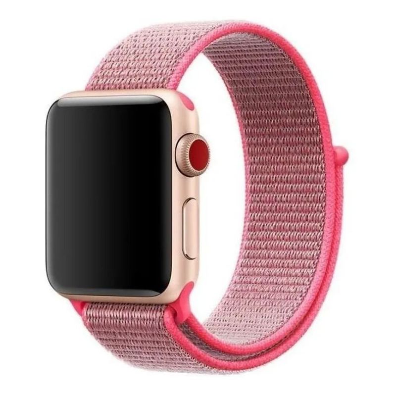 SPACEZAT - Correa Compatible c/ Apple Watch Nylon Velcro 38/40mm Rosa
