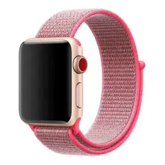 SPACEZAT - Correa Compatible c/ Apple Watch Nylon Velcro 38/40mm Rosa