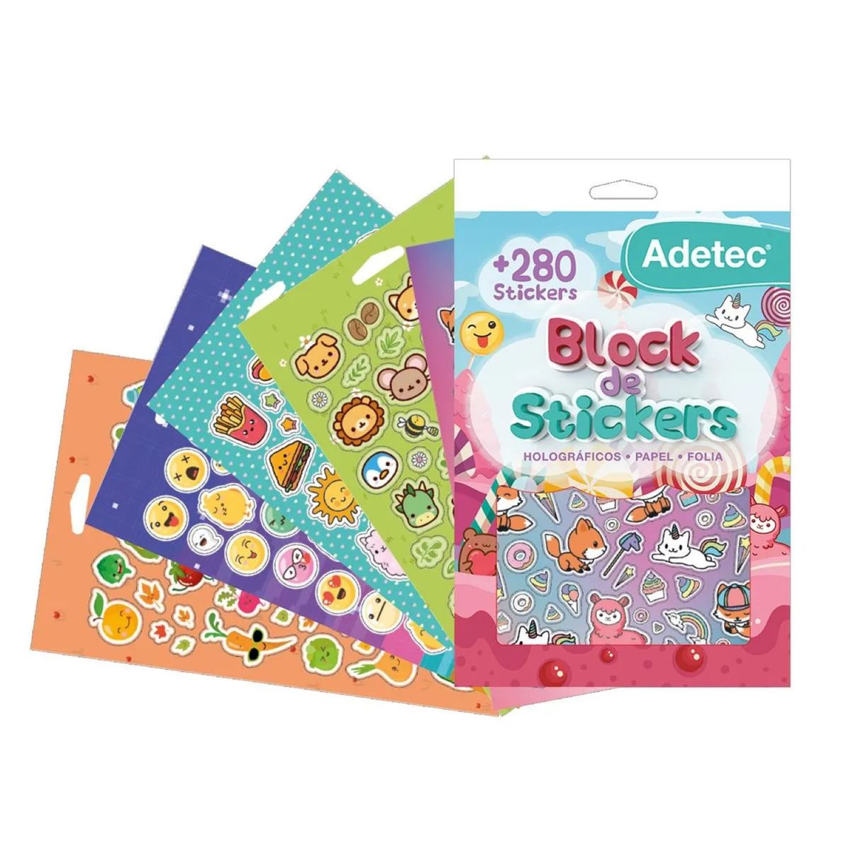 ADETEC - Block Stickers Figuras Infantiles Kawaii + 280 Stickers