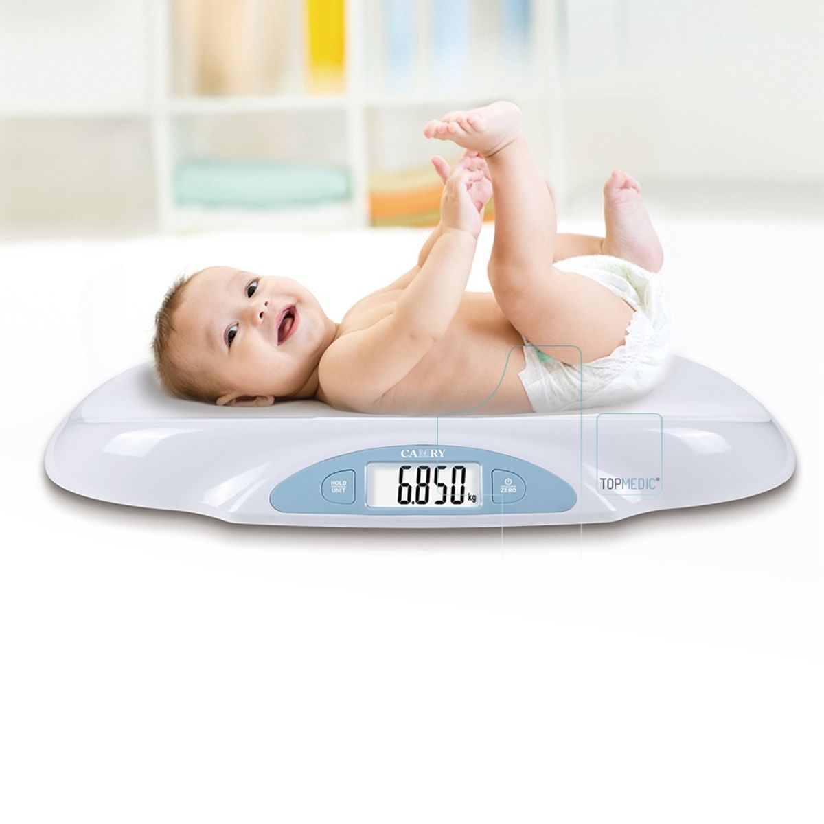 TOPMEDIC - Balanza Pediátrica Digital Soporta Hasta 25 Kilos Función Tara y Hold