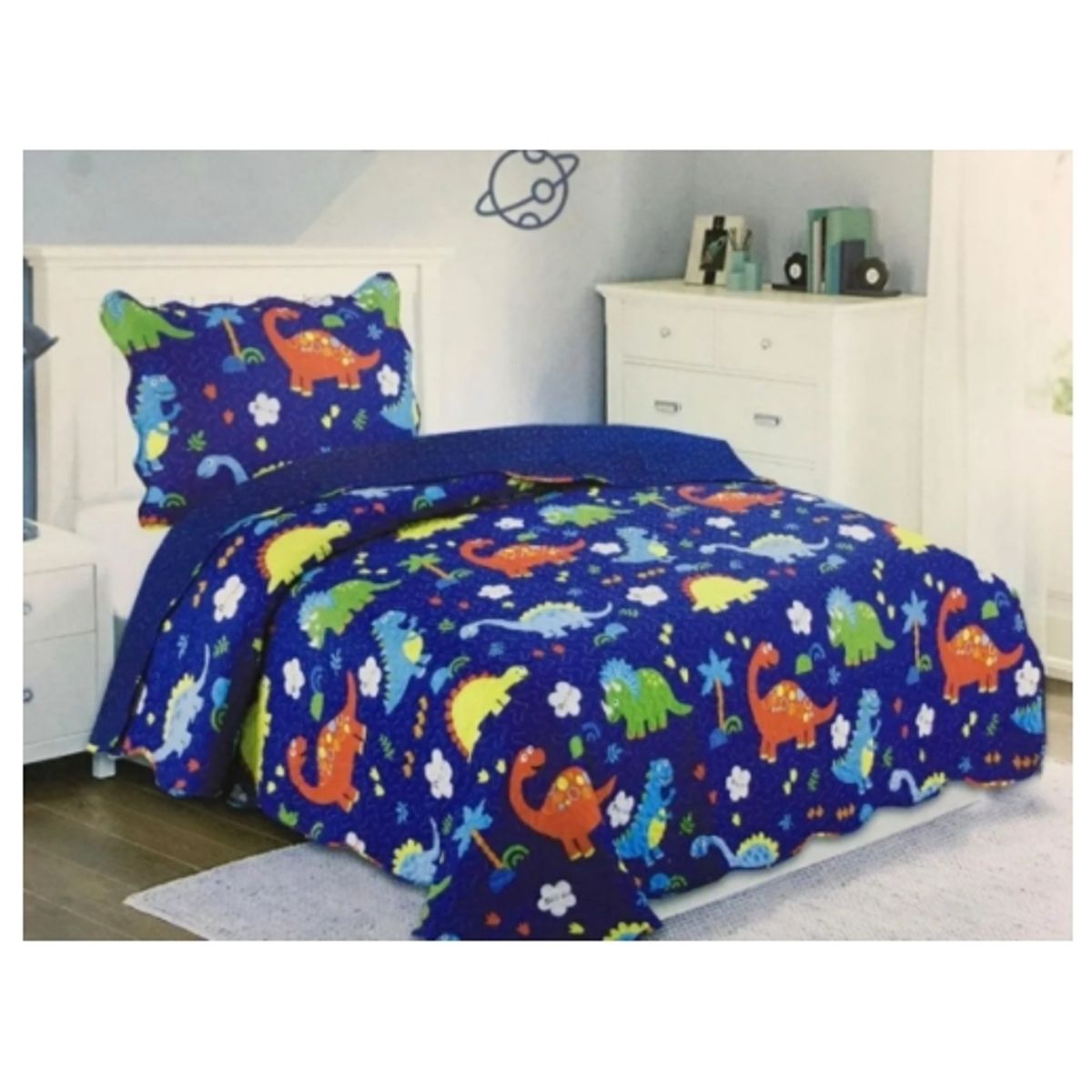 GENERICO - Cubrecama Cobertor 1 Plaza y Media Dinosaurio