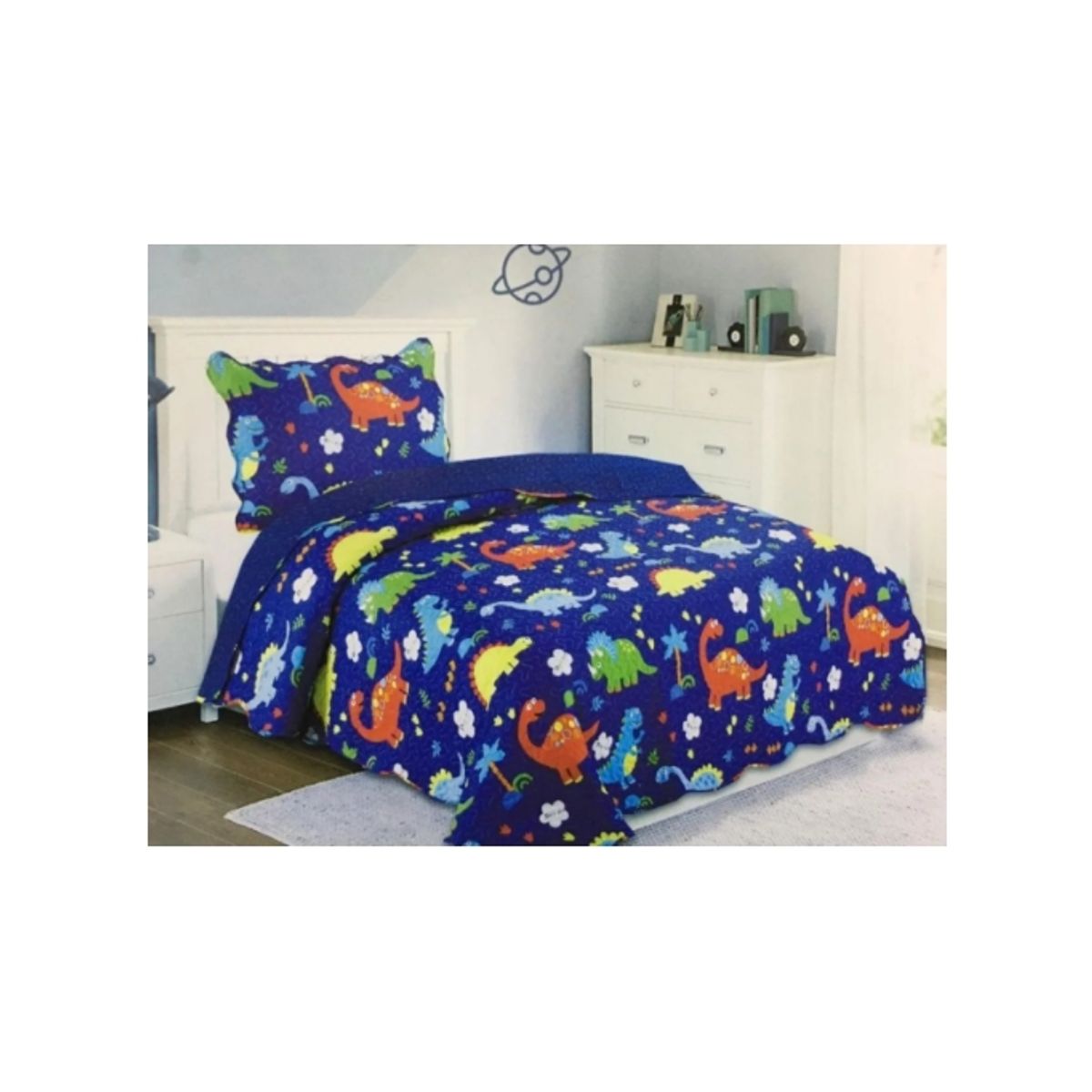 GENERICO - Cubrecama Cobertor 1 Plaza y Media Dinosaurio