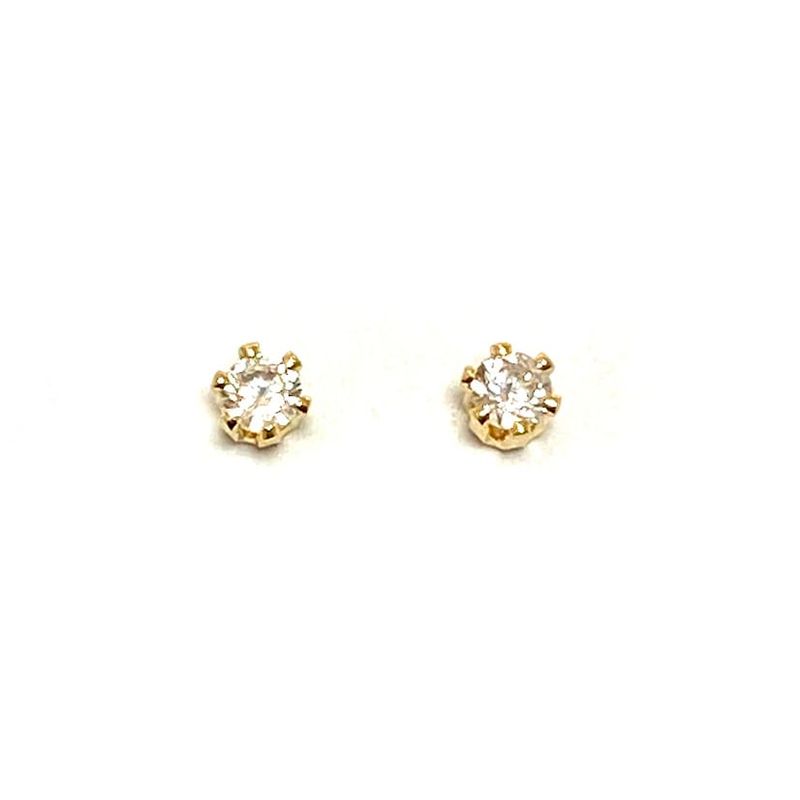 ANDREA COGGIOLA JOYAS - Aros Bebé Solitario Circón 4mm Enchapado Oro 18K