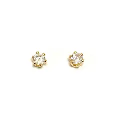 ANDREA COGGIOLA JOYAS - Aros Bebé Solitario Circón 4mm Enchapado Oro 18K