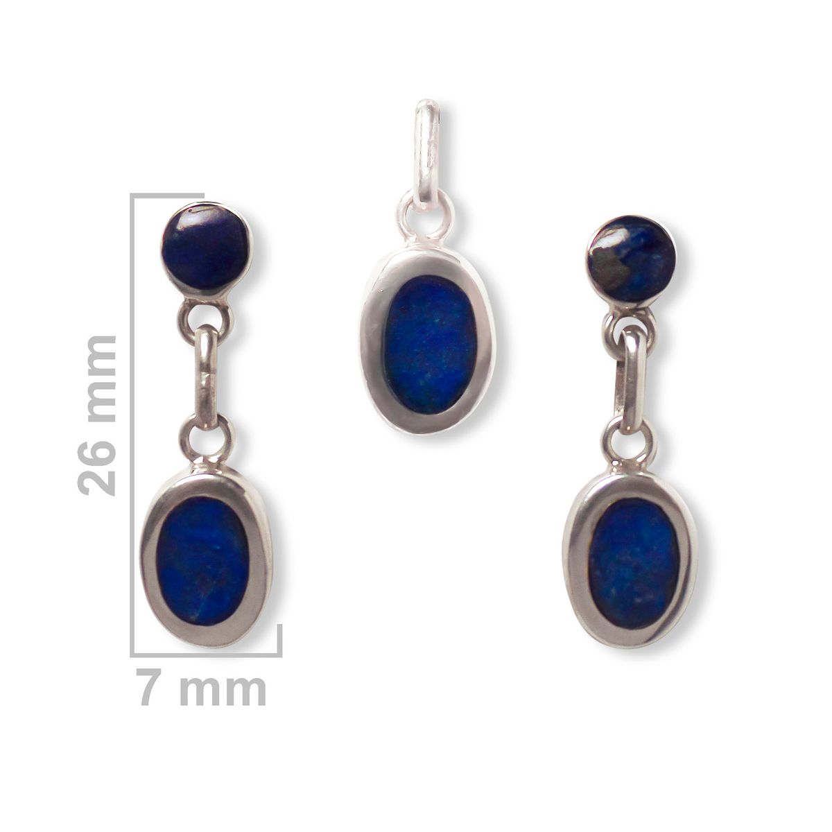 COGGIOLA - Set Aros Colgante Ovalado Liso Lapislázuli Plata Fina 950