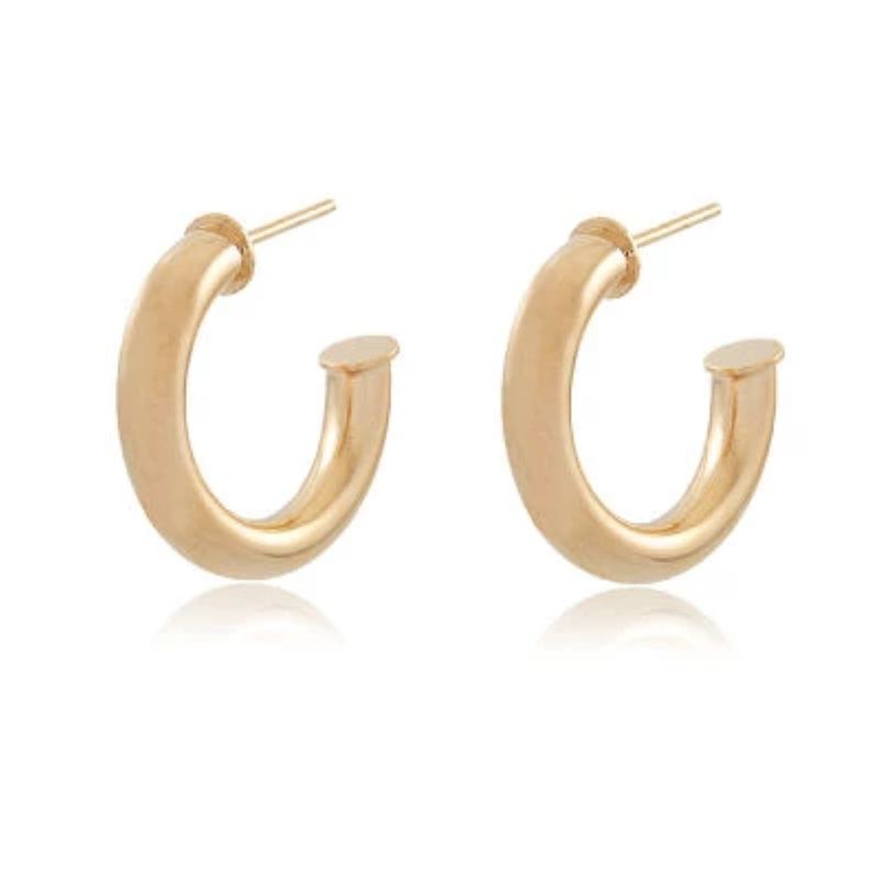 GENERICO - Aros Mujer Argollas Chunky 11mm Bañado en Oro Philippa Joyas