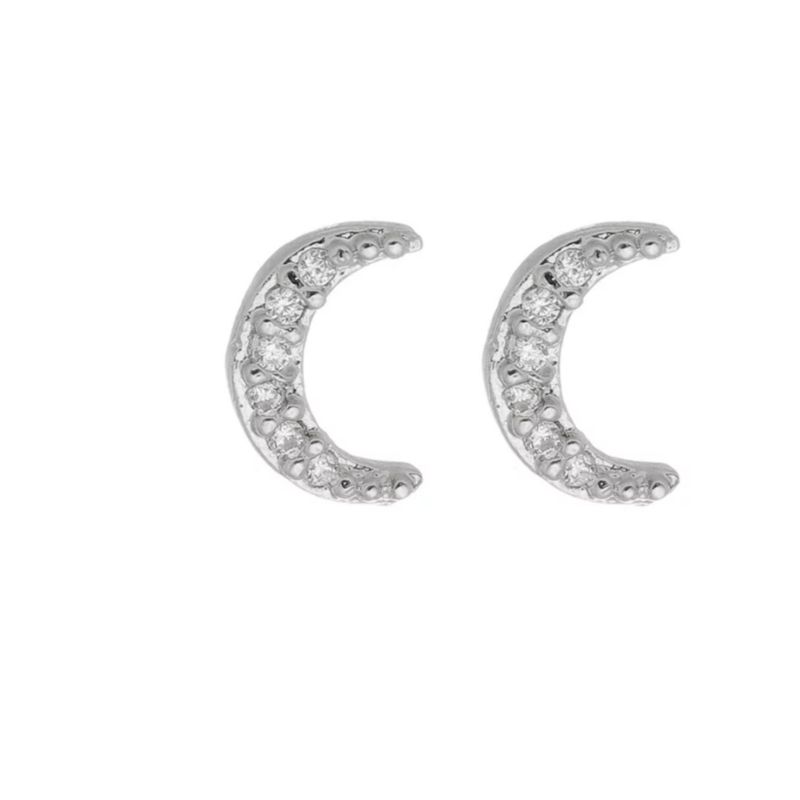 GENERICO - Aros Mujer luna mini circones Acero Rodinados Philippa Joyas