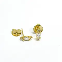 GENERICO - Aros Mujer circon lágrima Bañado en Oro Philippa Joyas