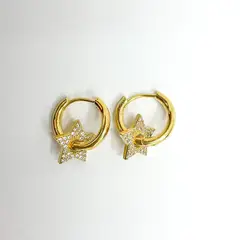 GENERICO - Aros Mujer Argollas Adriana estrella Bañado en Oro Philippa Joyas