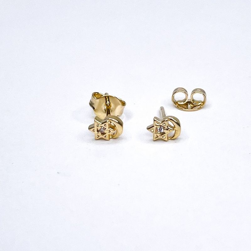 GENERICO - Aros Mujer mini estrella-luna Bañado en Oro Philippa Joyas