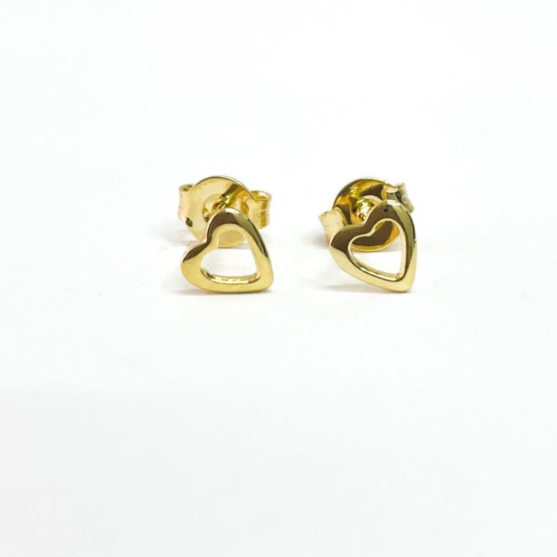 GENERICO - Aros Mujer corazon liso calado Bañado en Oro Philippa Joyas