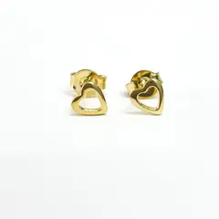 GENERICO - Aros Mujer corazon liso calado Bañado en Oro Philippa Joyas