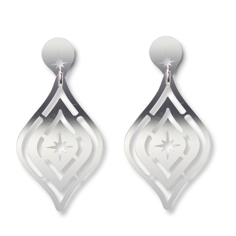 ANDREA COGGIOLA JOYAS - Aros Colgantes Hoja Calada Estrella Plata Fina