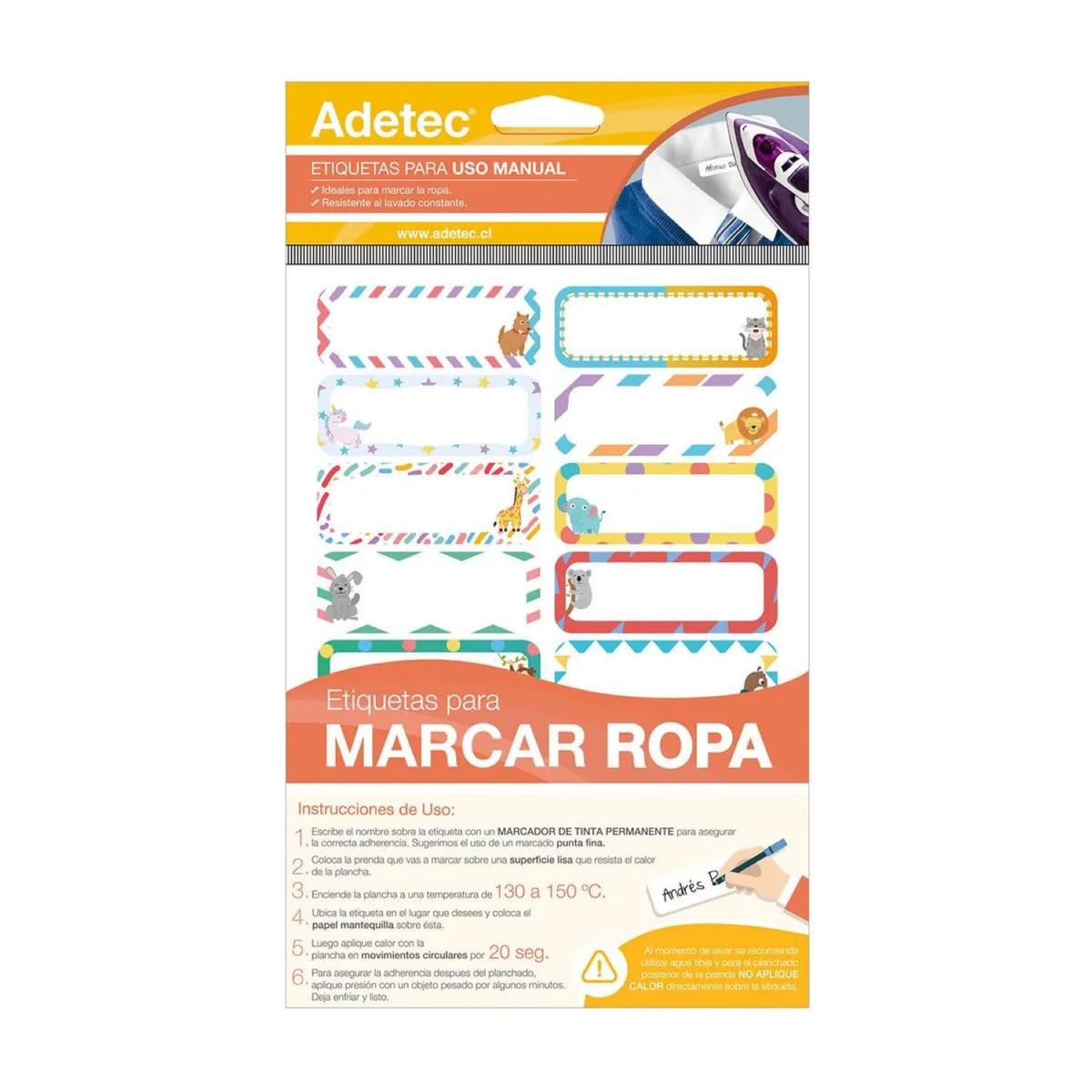 ADETEC - Etiqueta Marca Ropa Adetec 63 x 25 mm - 2510