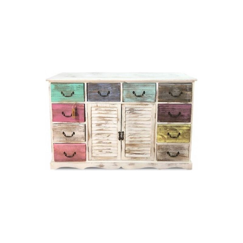 INTERACTIVE STORE - Comoda mueble patinado con mix de colores