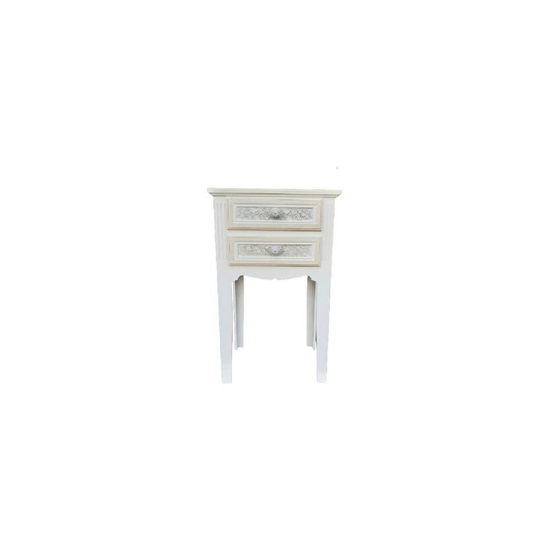 INTERACTIVE STORE - Velador 2 cajones tallados beige