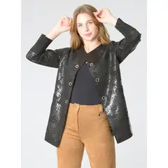 BOUS - Chaqueta Ecocuero Ojetillos Negro