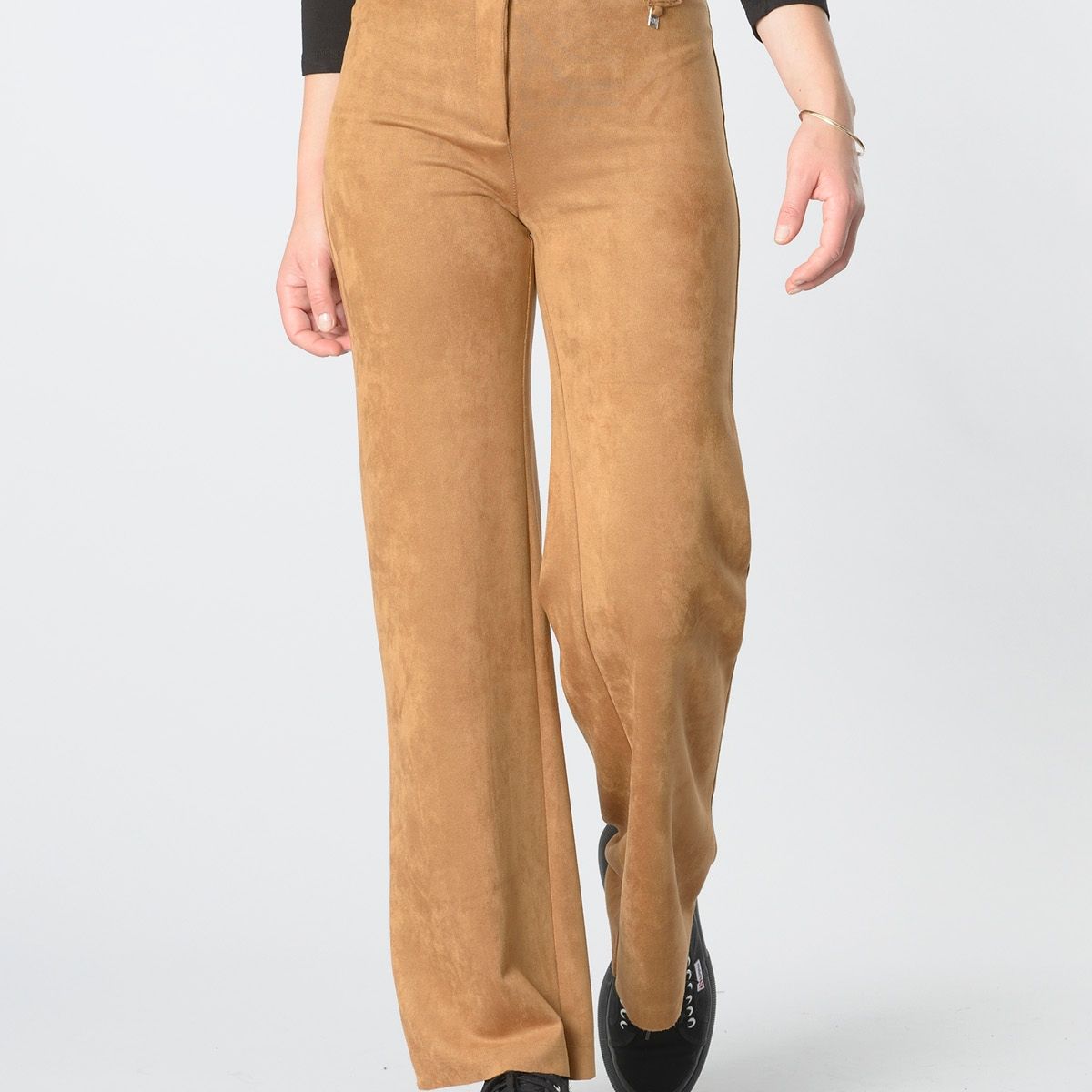 BOUS - Pantalón Ancho Gamuza Camel BOUS