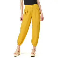 BOUS - Pantalón Bombacho Botón Italiano Amarillo