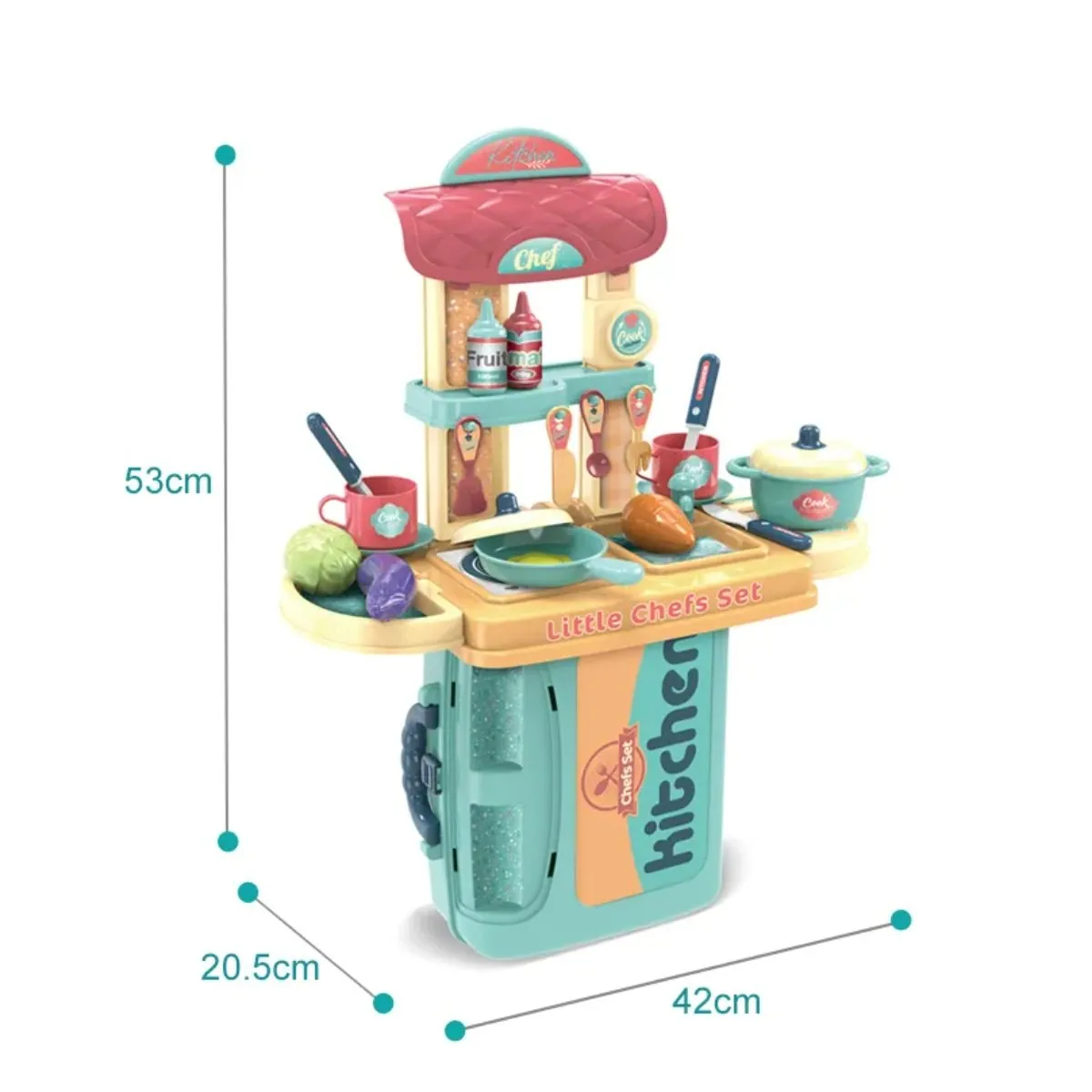 SPACEZAT - Maletin Cocina de Juguete Little Chef 3en1 Azul