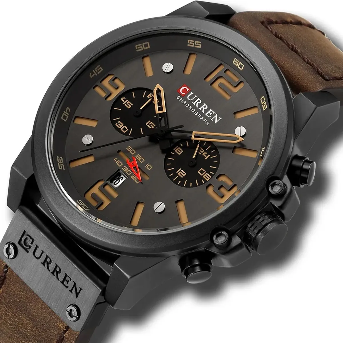 CURREN - Reloj Curren Hombre Elegante Pulsera Cuero Cuarzo Cronógrafo