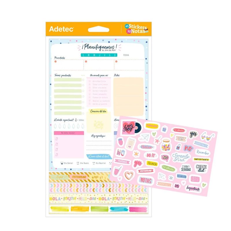 ADETEC - Planificador Diario Adetec, Washing Tape Y Stickers - 431