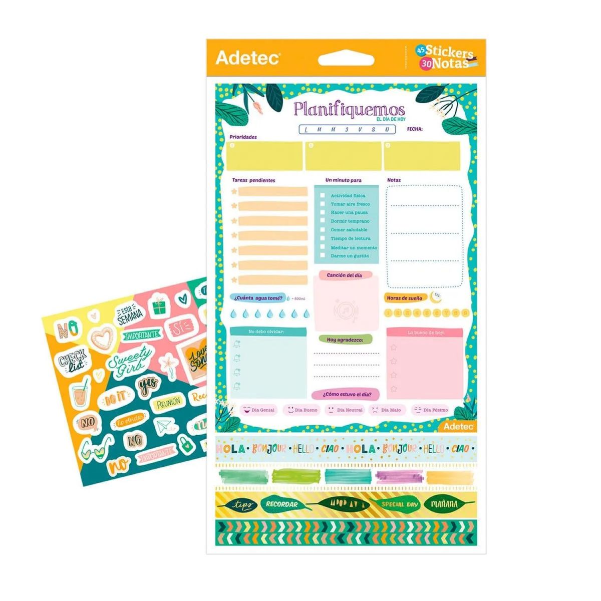 ADETEC - Planificador Diario Adetec, Washing Tape Y Stickers - 431