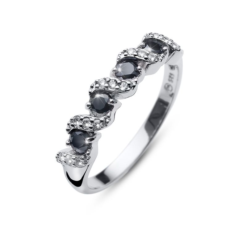 OLIVER WEBER - Anillo Paso 925AG RH CZ black XL