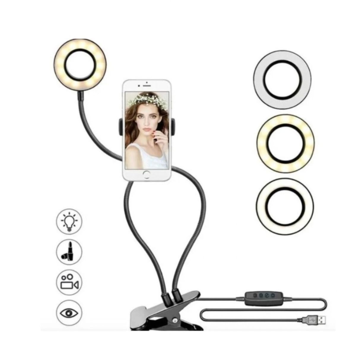 GENERICO - Kit 2en1 Aro Luz Fotografia Led Selfie Celulares