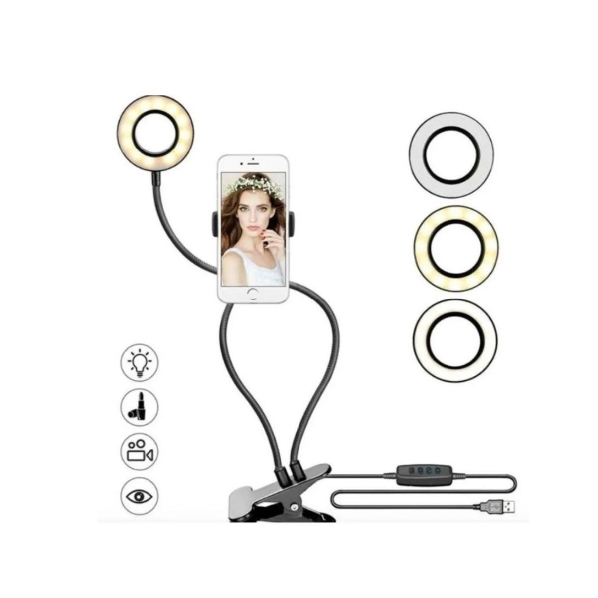 GENERICO - Kit 2en1 Aro Luz Fotografia Led Selfie Celulares