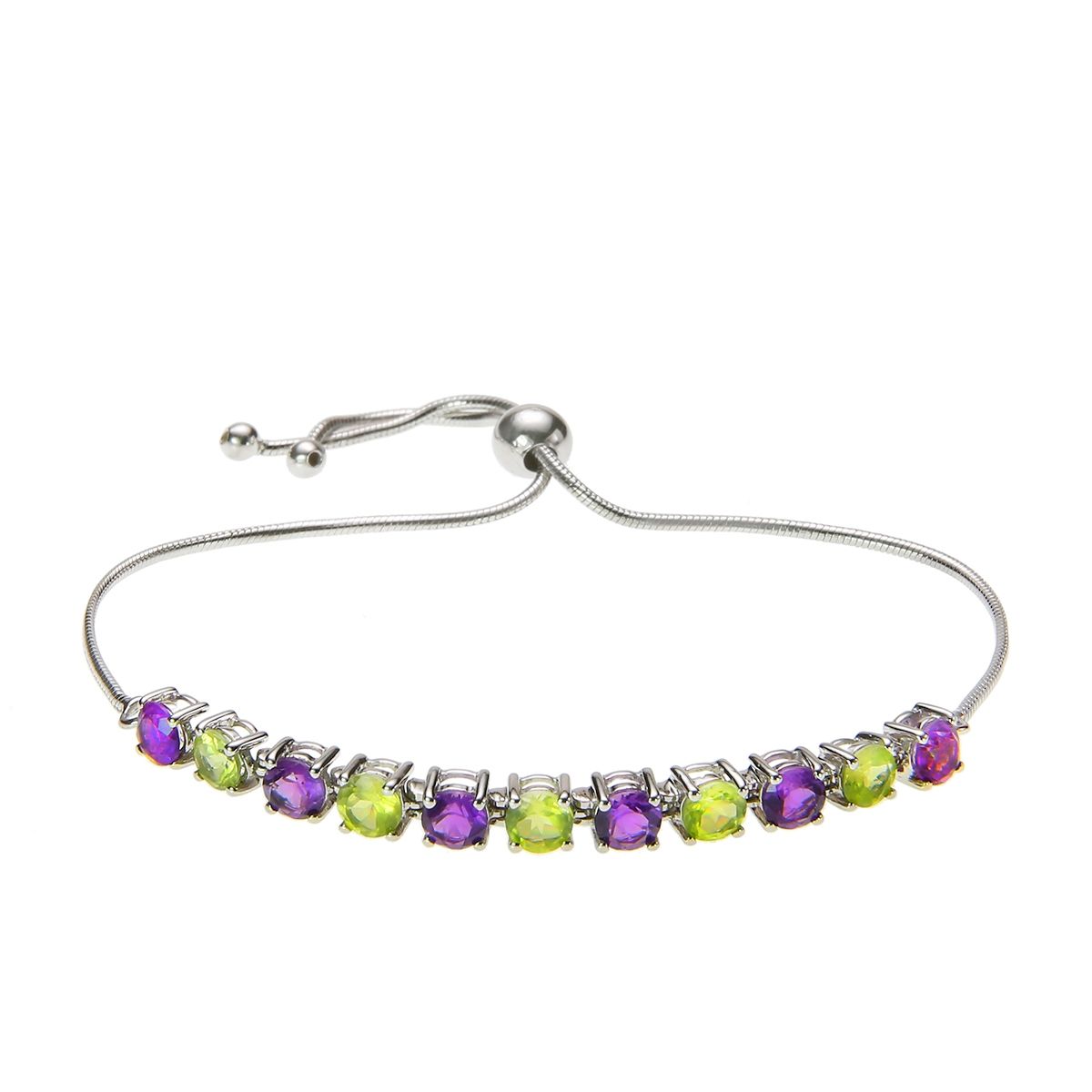 ALYN B JOYAS - Pulsera de Plata 925 gemas de Amatista Peridoto