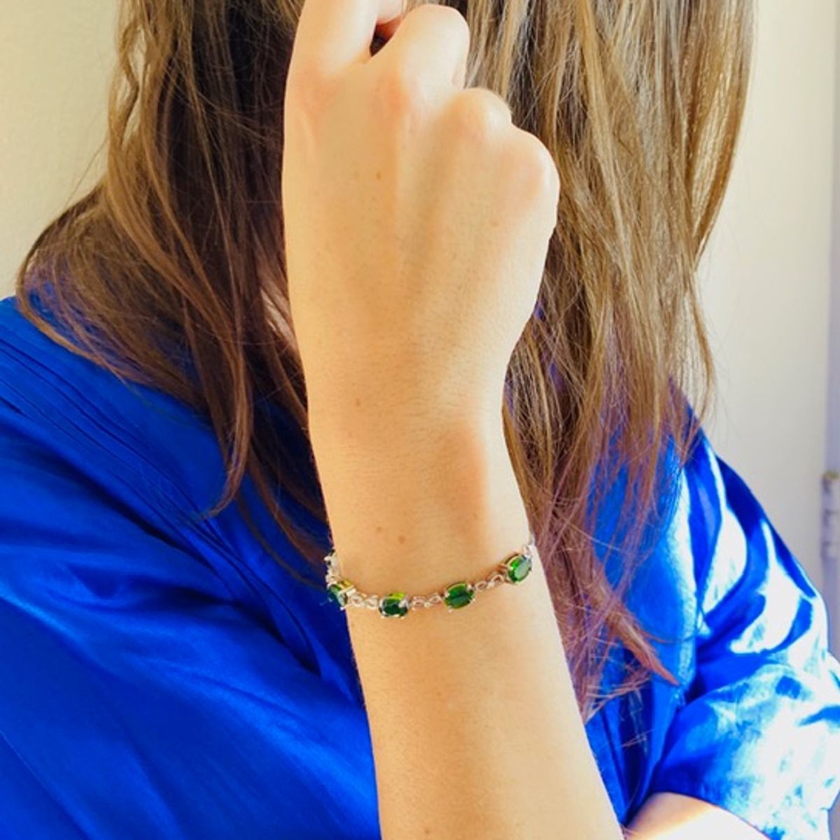 ALYN B JOYAS - Pulsera de Plata 925 gemas de Diapsido y Zircones