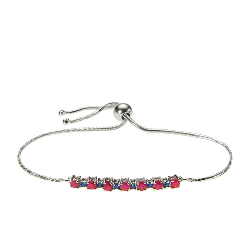 ALYN B JOYAS - Pulsera de Plata 925 gemas de RubÃ­ y Zafiro Azul