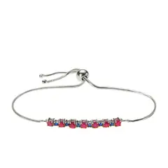 ALYN B JOYAS - Pulsera de Plata 925 gemas de RubÃ­ y Zafiro Azul