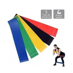 GENERICO - Set 5 Bandas Elásticas Resistencia Entrenamiento Ejercicio