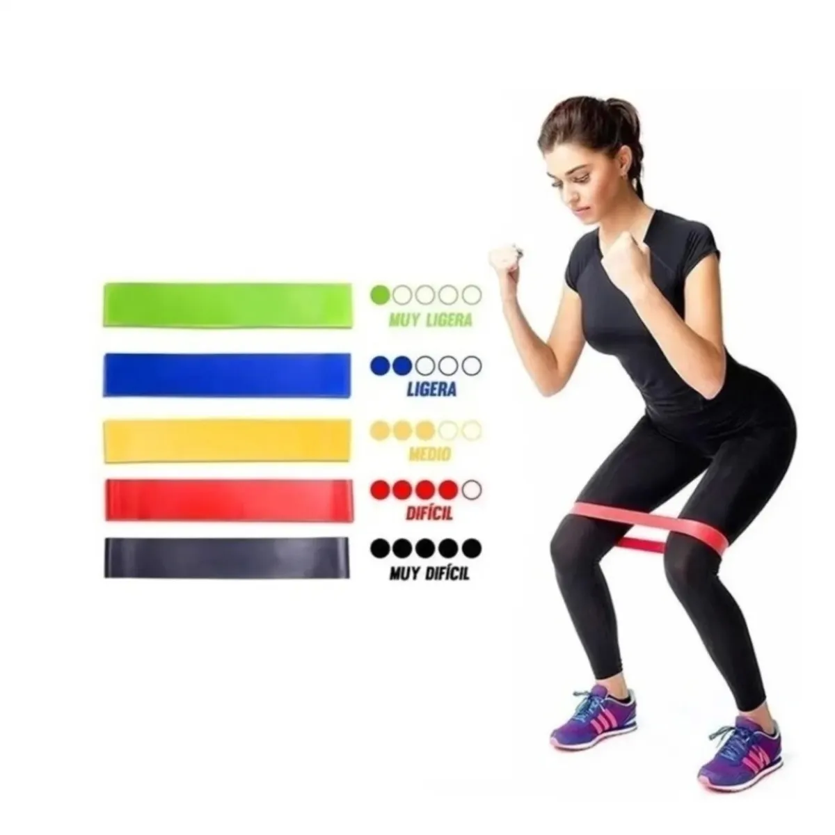 GENERICO - Set 5 Bandas Elásticas Resistencia Entrenamiento Ejercicio