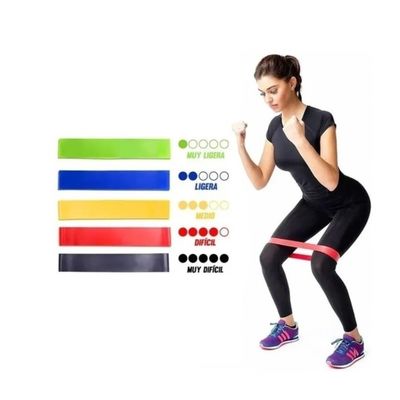 Imagen 2 del producto Set 5 Bandas Elásticas Resistencia Entrenamiento Ejercicio